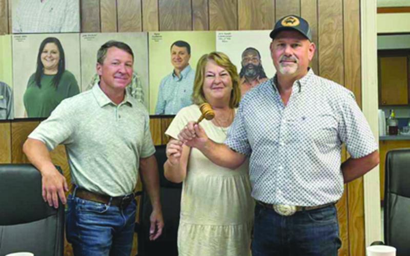 NEW OFFICERS - The recenlty elected officers of the Evangeline Parish SWC are (left to right) Shane Darbonne, secretary-treasurer; Bernice Ardoin, vice-president, and Paul “T-Boy” Berzas, president.