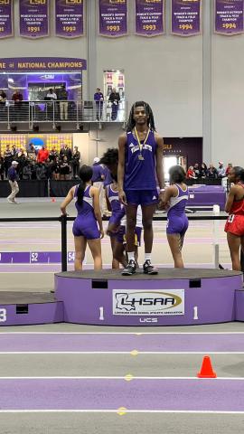 Ville Platte High senior Michael Berry won the LHSAA indoor track state championship in high jump. (Photo courtesy of VPHS)