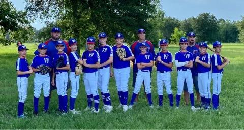 In no particular order are coaches Jake Veillon, Joe Ardoin, and Nick Fontenot and players Jax Fontenot, Payton Veillon, Liam Vidrine, Aiden Lambright, Brecken Figueiredo, Lane Ardoin, Brayden Ortego, Gus Guillory, Ben Soileau, Landon Fontenot, Gage Berard, and Sully Manuel. (Photo submitted)