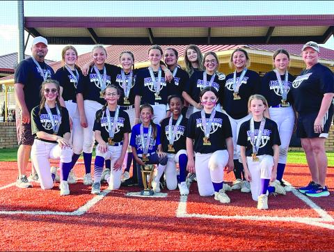 Standing left to right: Coach Chuncey Fontenot, Laiken O’Connor, Kynaddi Ware, Callie Byrd, Ella Fontenot, Ella Ortego, Leighanna Lejeune, Cheyenne Maricle, Angel Tezeno, Julie Messer, and Coach Michelle Griffing; Kneeling left to right: Lilly Bordelon, Adalynn Fontenot, Jolie Naquin, Aniyah George, Callie Johnson, and Macy Hebert. (Photo courtesy of Chuncey Fontenot)