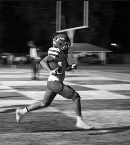 Basile’s Brian Hardy reaches the end zone for one of his two touchdowns against Ville Platte. (Photo by Tonya Ortego)                        