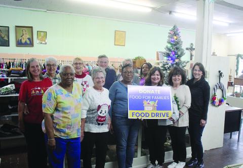Pictured in no particular order are Eugene Fontenot and volunteers Monette Richardson, Anna Fontenot, Claudia Ortego, Rose Fontenot, Becky Miller, Darlene Soileau, Kaera Doucet, Mary Freeman, Melissa Arvie, Dorothy Griffin, and Sharlene Znamierowski. Not pictured is Eva Smith. (Gazette photo by Tony Marks)