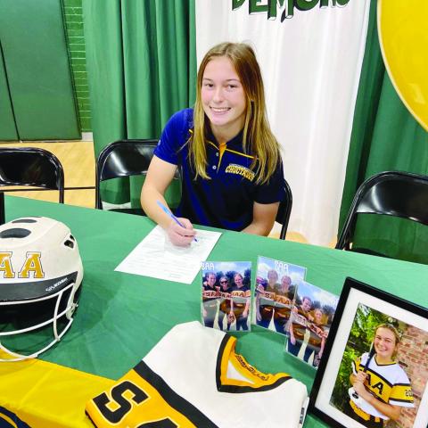 Jennifer Fontenot, of Mamou, signs to play softball for the Mississippi College Choctaws. (Photo courtesy of Mike Fontenot)