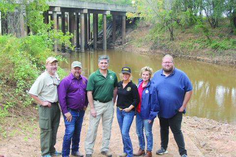 Among those pictured at the boat launch located off I-49 in Whiteville, in no particular order, are State Senator Heather Cloud, State Representative Rhonda Butler, Deputy Secretary of the Department of Wildlife and Fisheries Randy Meyers, Evangeline Parish Police Jury President Bryan Vidrine, and Legislative Aide David Allen. (Gazette photo by Tony Marks)