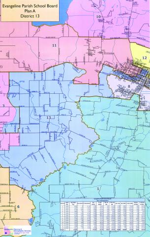 Pictured is the proposed plan for Evangeline Parish School Board District 13 shaded in purple. The complete reapportionment plan will be adopted following a public hearing to be set for a later date. (Map courtesy of Mike Hefner)