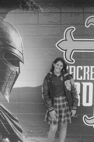 Amelia Fontenot, a senior member of the Sacred Heart Lady Trojans, had a 12-2 record and a 2.96 ERA along with 163 strikeouts. She was also the leading hitter on the team. (Gazette photo by Tony Marks) 