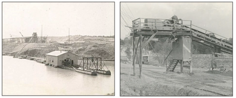 Top row (from left) are “The Nancy Kay” and loading train cars at Contract 9.