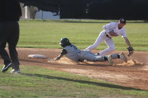 Mamou’s Jerez Edwards (3) safely slides into second base in a game played at Pine Prairie earlier this season.  (Gazette photo by Tony Marks)