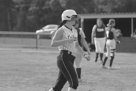 Jenna Estilette (3) is among the Sacred Heart Lady Trojans representing their squad on the All-District team in 5-1A. Estilette is pictured here as she circles the bases after hitting a home run in a game against Westgate earlier this season.  (Gazette photo by Tony Marks)