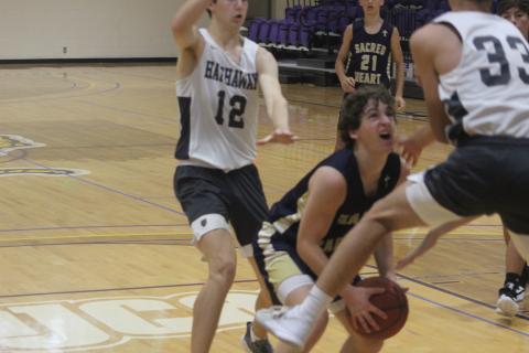 In the dog days of summer, student-athletes learn the definition of hard work and getting better without the distractions of outsiders. Despite losing this game to 46 against Hathaway, Sacred Heart athletes continuously strived to improve. (Gazette photo by Rhett Manuel)