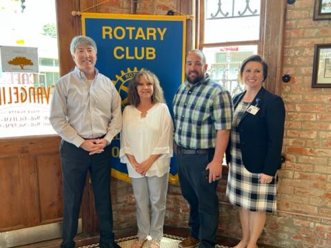 Pictured from left are Rotary President Jimmy LeBlanc, Connie Landreneau, Travis Turner, and Rotarian Renee Brown. (Gazette photo by Tony Marks)