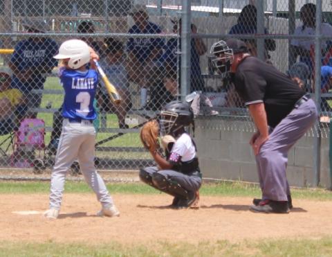 Leo LaHaye stands ready at the plate for his Ville Platte Super 10s in a game played during the District 7 tournament in Mamou. The team now plays in the regional tournament in Morgan City. (Gazette photo by Rhett Manuel)