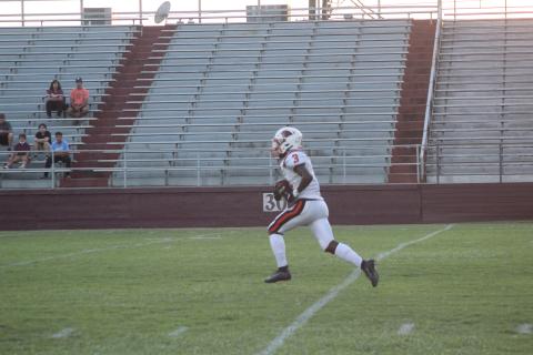 Da’Jon Lemelle gains yardage for Pine Prairie against Elton earlier this season. The Panthers are now 4-0 on the year. (Gazette photo by Rhett Manuel)