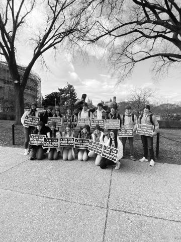 STUDENTS READY TO MARCH - Sacred Heart High School students gather for a photo prior to walking in the March for Life in Washington D.C. on January 20. (Photo courtesy of Jillian Soileau)