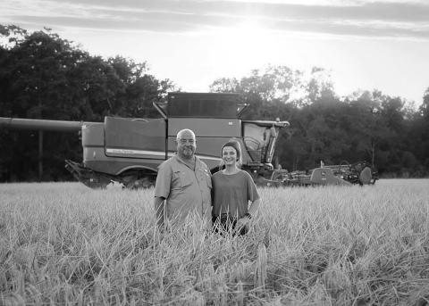Kynlee Fruge, 2023 Rice Festival Junior Farmer of the Year with her father, Troy Fruge, who was the 1983 Rice Festival Junior Farmer.