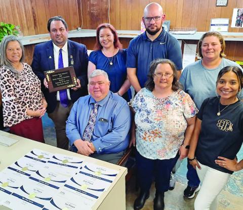 From left are: back row- Kathy Longino, advertising manager; Tony Marks, editor; Nancy Duplechain, staff reporter; Rhett Manuel, sports editor; and Jeneane Miller, bookkeeping; front row- Garland Forman, publisher; Heather Bogard, associate editor; and Jessika Dupre, receptionist/ circulation. Not pictured are Becky Nelson, advertising; and Monique Ardoin, composition manager. (LSN photo by Carissa Hebert)