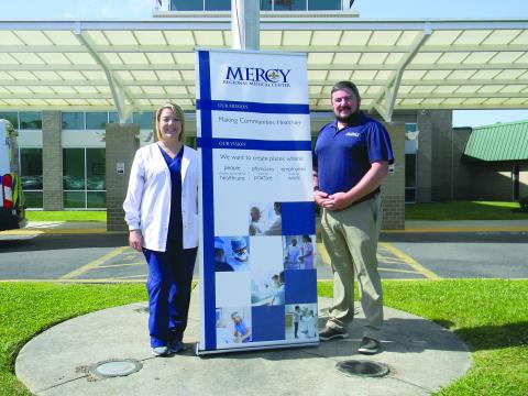MRMC TO EXPAND SERVICES - Mercy Regional Medical Center CEO Kristopher Aguillard (right) and Chief Nursing Officer Ashley Fontenot are proud to announce the expansion of services to the community. (Gazette photo by Heather Bogard)