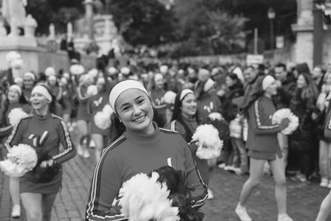 Mary Perron is shown as she participates in the New Year’s Day Parade in Rome with others from across the country.