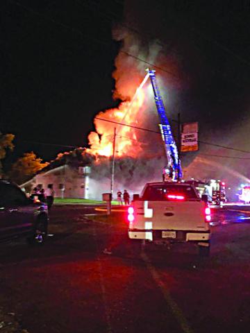 Pictured is the structure fire that broke out at a business located on W. Lincoln Rd. in Ville Platte on Monday, October 11. (Gazette photo by Monique Ardoin)