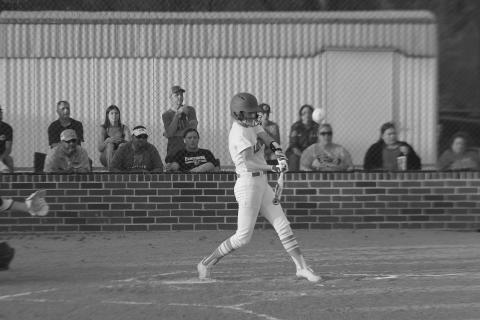 Harlie Arnaud, of the Pine Prairie Lady Panthers, connects with a pitch in a game against Oakdale played earlier this season. The team now takes its show on the to the postseason and was scheduled to host Crowley this past Friday. Results of that game will be in Thursday’s edition of the Ville Platte Gazette. (LSN photo by Tony Marks)