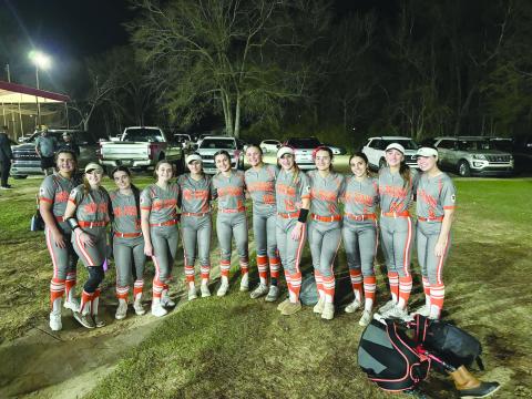 The Pine Prairie Lady Panther softball team is headed to the state tournament in Sulphur. Head coach is Alycia Hebert; and players are Camron Lafleur, Camryn Aguillard, Cheyanne Maricle, Chloe Adcock, Ella Fontenot, Ella Ortego, Josie Vidrine, Kynnedi Ware, Lainey Campbell, LeighAnna LeJeune, Macy (M.J.) Chauvin, and Sydney Fontenot. (Photo courtesy of Pine Prairie High School Softball)