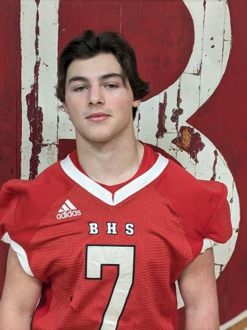 Tucker LeBlanc produced in a big way for the Basile Bearcats and ended up the Evangeline Parish offensive MVP.  He was coach Kevin Bertrand’s most reliable goalline weapon this year. (Gazette photo by Rhett Manuel)