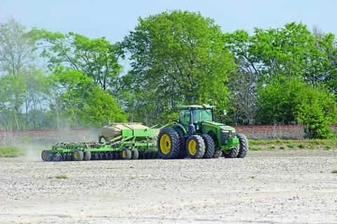 Rice is planted north of U.S. Hwy. 90 between Rayne and Crowley on a recent day. (Photo by Claudette Olivier/Church Point News)