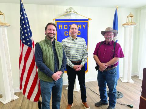 Pictured from left are Seth Norris, Rotarian Darin Bordelon, and Rotary President Bob Manuel. (Gazette photo  by Tony Marks)