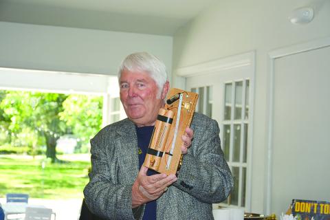 John Miller, a native of New York and a retired bomb squad technician, displays an explosive device during the meeting of the Rotary Club of Ville Platte, on Tuesday, May 13. (Photo courtesy of Rotary Club of Ville Platte)