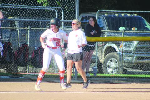 Pine Prairie head softball coach Alycia Hebert (right) was named as the  coach of the year in District 5-3A. (Gazette photo by Tony Marks)
