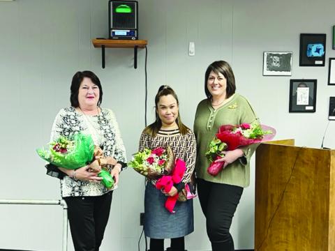 From left are Elementary Teacher of the Year Bernice Ardoin, High School Teacher of the Year Emee Aswell, and Middle School Teacher of the Year Misty Fontenot. (Gazette photo by Tony Marks)