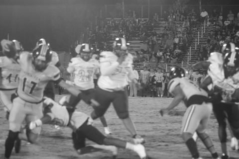 Tommy Murray (13) makes a diving stop against Church Point’s Luke Baudoin (17) in Ville Platte’s 49-6 loss against the Bears in the regular season finale. (Gazette photo by Tony Marks)