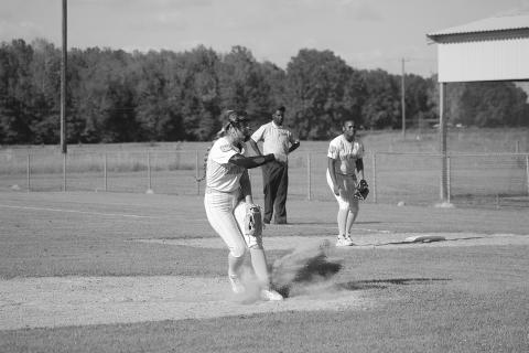 Camryn Charlie (17) finishes a pitch against Northwest in Ville Platte’s 14-1 win. (Gazette photo by Tony Marks)