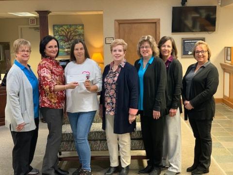 Bonnie Lafleur, teller; Lisa Sylvester, Ville Platte branch manager; Mary Shaw, director of EPAR; Brenda Saucier, assistant Branch manager; Jean Guillory, teller and UB; Susan LaHaye, head teller; and Pam Hall, loan assistan
