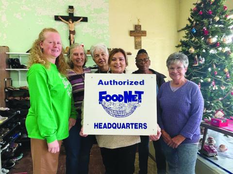 The annual FoodNet Food for Families Food Drive will be held Tuesday, December 12, with drop off locations throughout Evangeline Parish. Shown, from left, are volunteers Missy Manuel, Anna Fontenot, Sharlene Znamierowski, Kaera Doucet, Mary Freeman and Rose Fontenot. (Gazette photo by Heather Bogard)