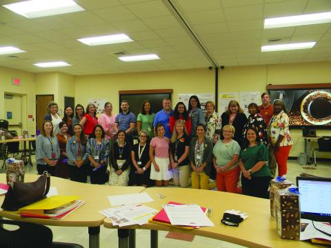 TEACHER OF THE YEAR TRAINING HELD - On September 14, Evangeline Parish school teachers of the year participated in a workshop to help prepare them for district then state competition. They were lead by supervisor Grace Sibley. The teachers will participate in district competition on September 30. The district winners will then go on to the state competition. Here, they gather for a group photo. (Gazette photo by Heather Bogard)