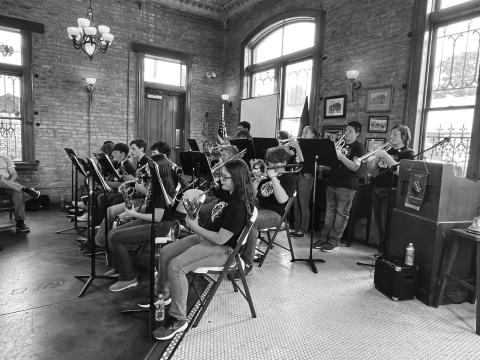 MUSICAL ENTERTAINMENT - Prior to the start of the meeting, the Evangeline Parish Jazz Band performed several songs while the guests enjoyed their meal.