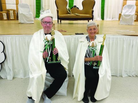 In the left photo, Le Roi Byron Faul and La Reine Shirley Copeland were crowned during Cotton Festival pageant activities held Saturday afternoon, September 26, at the Northside Civic Center.