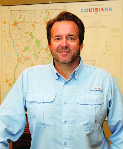 State Rep. Phillip DeVillier in his office at DeVillier House Movers and Leveling on U.S. 190 east of Eunice. DeVillier is unopposed for a third term as District 41 representative. (LSN photo by Harlan Kirgan)