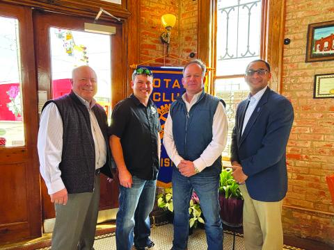 EP ASSESSOR GIVES UPDATE -  Shown, from left, are Rotarian Dr. Hosea “Joey” Soileau, Chief Deputy Assessor Joshua Fontenot, Evangeline Parish Assessor Chris Guillory and Rotary President Brian Ardoin. (Gazette photo by Heather Bogard).