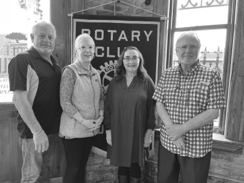 ROTARIANS LEARN ABOUT TRAITEUR HEALING - Beverly Constantine Fuselier and Mary Broussard Perrinto, traiteurs and authors of “Healing Traditions of South Louisiana: Prayers, Plants and Poultices,” visited with the Ville Platte Rotary Club on February 14, to discuss the practice and their book. Shown, from left, are Rotary President Larry Lachney, Fuselier, Perrinto and Rotarian Ronnie Landreneau. (Gazette photo by Heather Bogard)