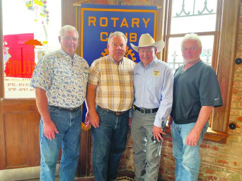 SHERIFF GIVES UPDATE ON JAIL PROJECT - Sheriff Charles Guillory visitited the April 4, meeting of the Ville Platte Rotary Club to give an update on the new jail facility, as well as other department updates. Shown, from left, are Ricky Johnson, Rotarian Steve Phillips, Guillory and Rotary President Larry Lachney. (Gazette photo by Heather Bogard)