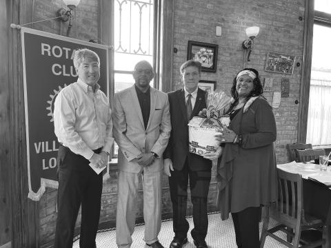 LED CERTIFIED SITES PROGRAM DISCUSSED - Daniel Michel with Louisiana Economic Development was the guest of Rotarian Clem LaFleur during the group’s May 24, meeting. Shown, from left, are Rotary President Jimmy LeBlanc, LaFleur, Michel, and Ville Platte Mayor and Rotarian Jennifer Vidrine. (Gazette photo by Heather Bogard)
