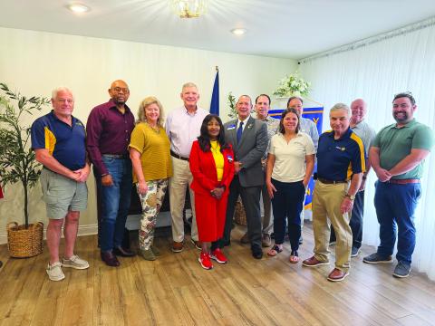 Rotary District #6200 District Governor Margaretta Mayes visited with the Ville Platte Rotary Club during their weekly meeting held Tuesday, October 13. Shown, in the front row, from left, are Mayes, Assistant District Governor Bruce Alsandor, Treasurer Kristi Enicke and President Dr. Kirk Soileau. In the back row, same order, are board members Larry Lachney, Clem LaFleur, Misty Parker, Peter Strawitz, Darin Bordelon, Wayne Vidrine, Dr. Hosea “Joey” Soileau and Beau Wilson.