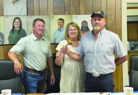 NEW OFFICERS - The recenlty elected officers of the Evangeline Parish SWC are (left to right) Shane Darbonne, secretary-treasurer; Bernice Ardoin, vice-president, and Paul “T-Boy” Berzas, president.