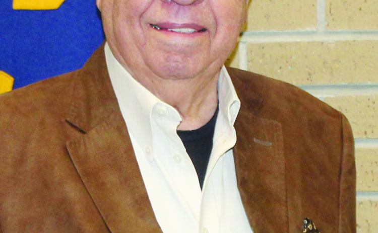 Acadia Parish rice farmer and leader Jackie Loewer talked about rice at the Eunice Rotary Club meeting. (Photo by Myra Miller)