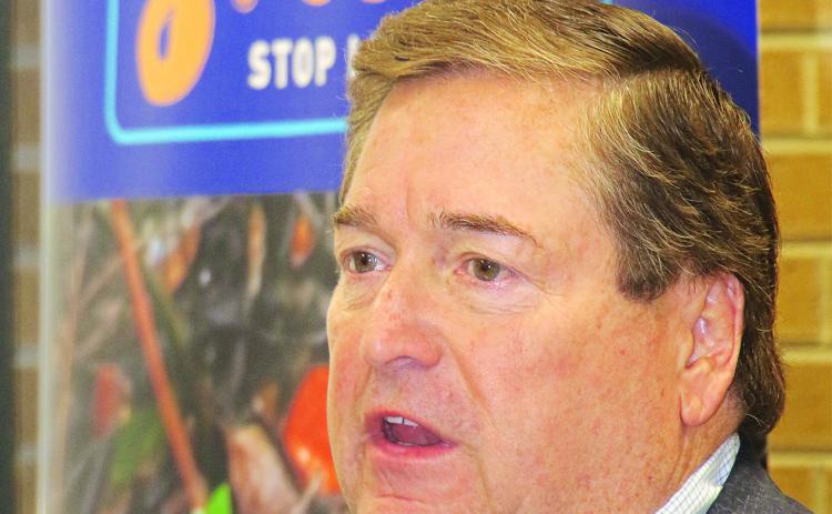 Lt. Gov. Billy Nungesser speaks at Monday’s regional summit on litter held at LSUE. (LSN photos by Harlan Kirgan)