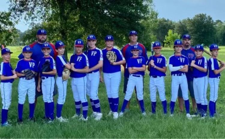 In no particular order are coaches Jake Veillon, Joe Ardoin, and Nick Fontenot and players Jax Fontenot, Payton Veillon, Liam Vidrine, Aiden Lambright, Brecken Figueiredo, Lane Ardoin, Brayden Ortego, Gus Guillory, Ben Soileau, Landon Fontenot, Gage Berard, and Sully Manuel. (Photo submitted)