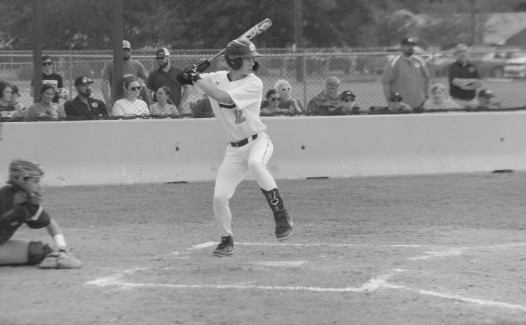 Pine Prairie’s Braylon Fontenot (12) stands ready at the plate during the Panthers’ best-of-three playoff opening series against Church Point. (Gazette photo by Rhett Manuel)