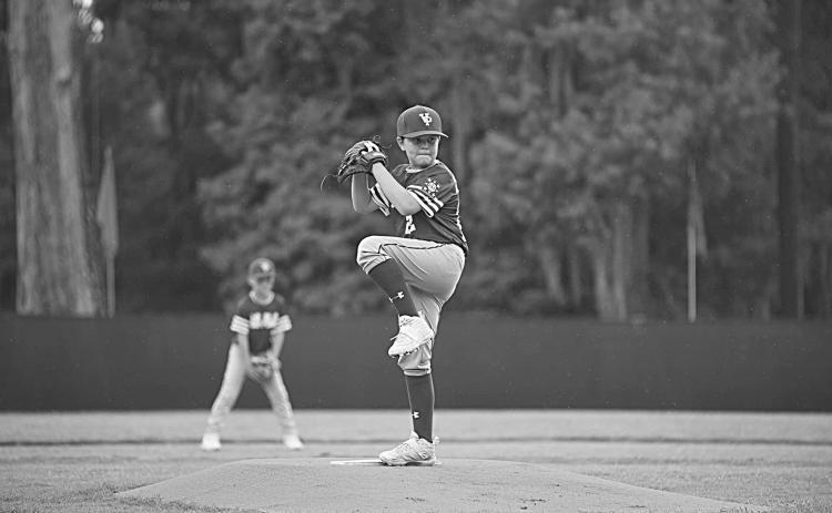 Ville Platte Super 10 pitcher Sam Blanchard delivers a pitch in the Regional Tournament held in Morgan City. (Photo courtesy of Laurie Blanchard)